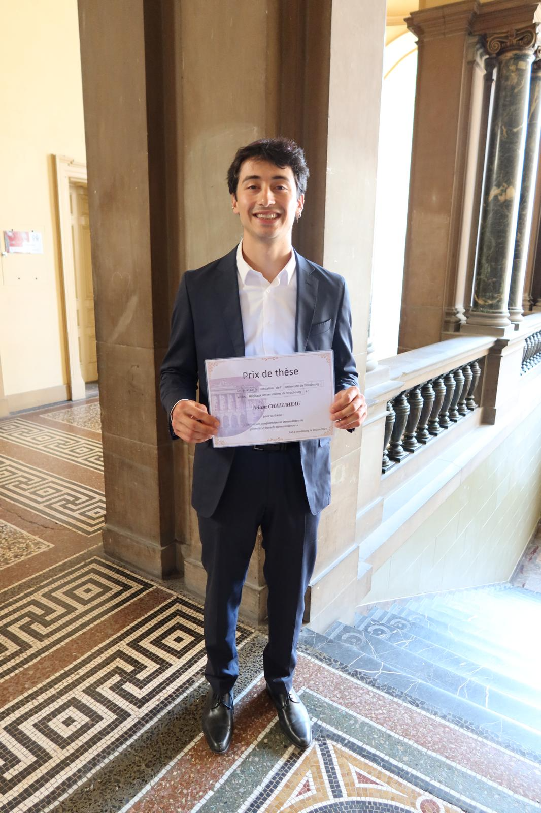 Adam Chalumeau lauréat du Prix de la Fondation de l'Université et des Hôpitaux universitaires de Strasbourg